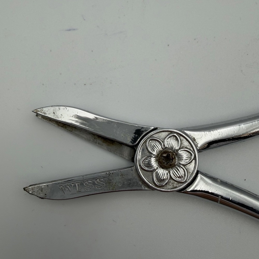 Vintage Wiss Usa no. FH4 Flower Shears Chrome Plated Fancy‎ Handles - Picture 6 of 6